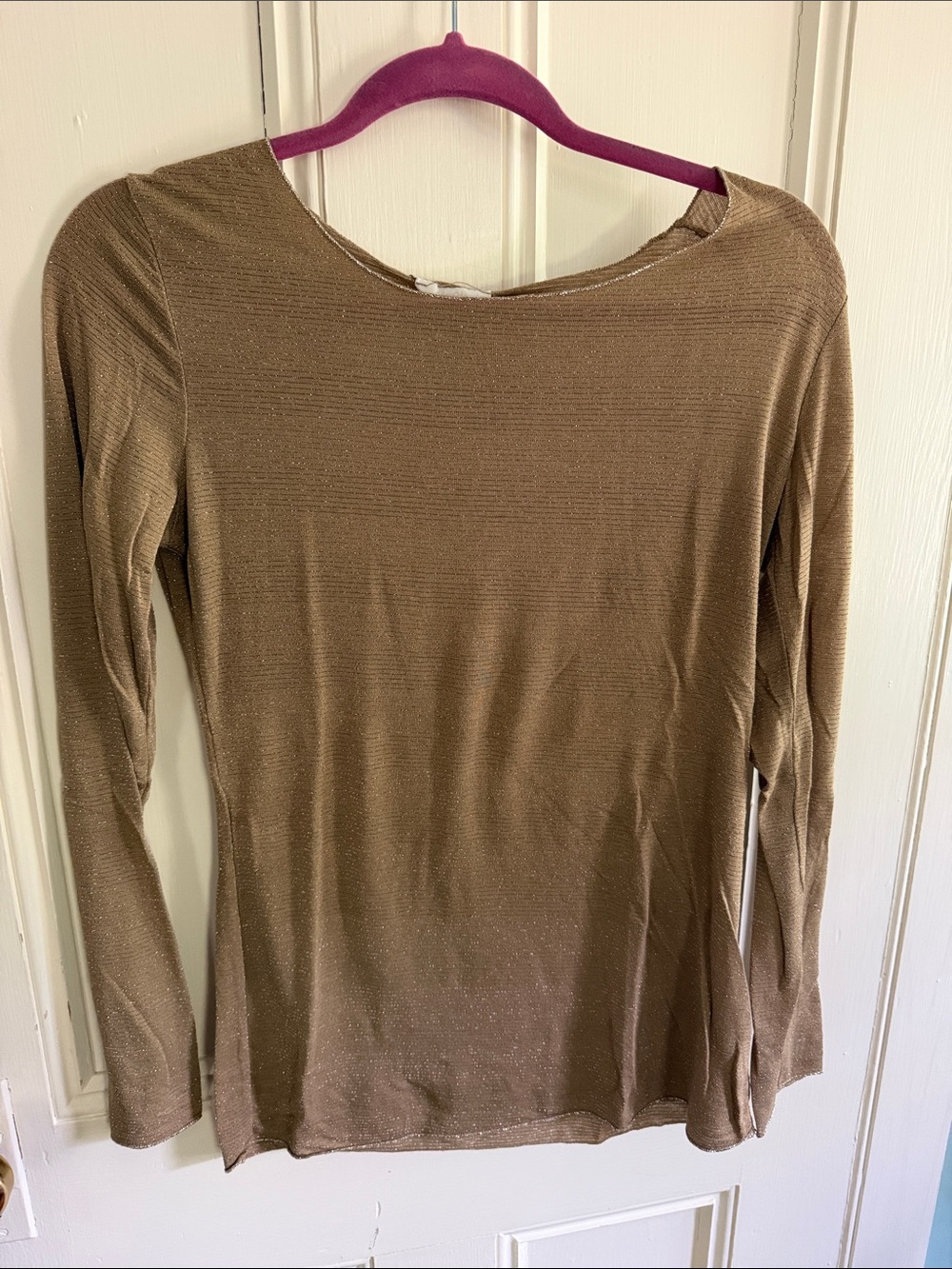 Women's Long Sleeve Metallic Knit Tee